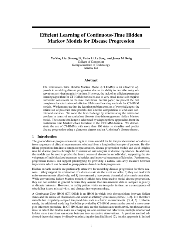 (PDF) Efficient Learning of Continuous-Time Hidden Markov Models for ...