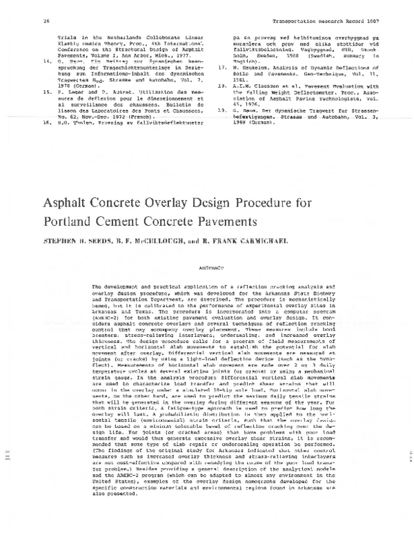 (PDF) Asphalt Concrete Overlay Design Procedure for Portland Cement ...