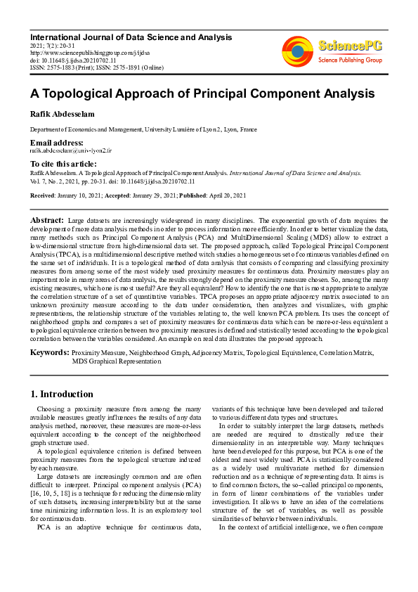 (PDF) A Topological Approach of Principal Component Analysis