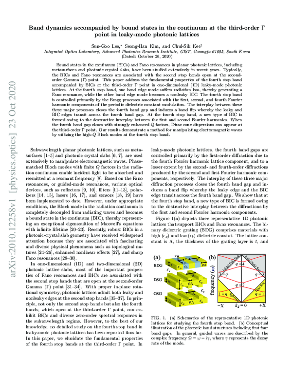 (PDF) Band dynamics accompanied by bound states in the continuum at the ...