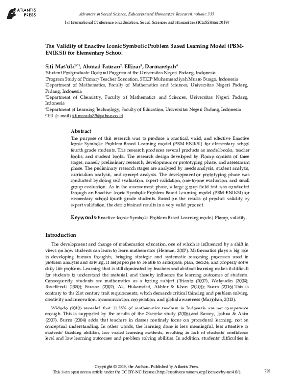 (PDF) The Validity of Enactive Iconic Symbolic Problem Based Learning ...