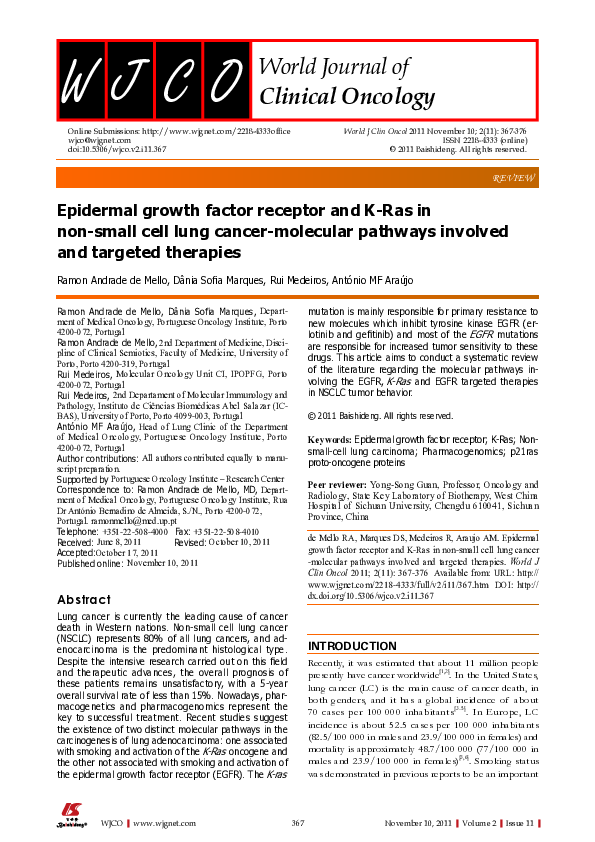 (PDF) Epidermal growth factor receptor and K-Ras in non-small cell lung ...