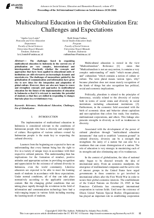 (PDF) Multicultural Education in the Globalization Era: Challenges and ...