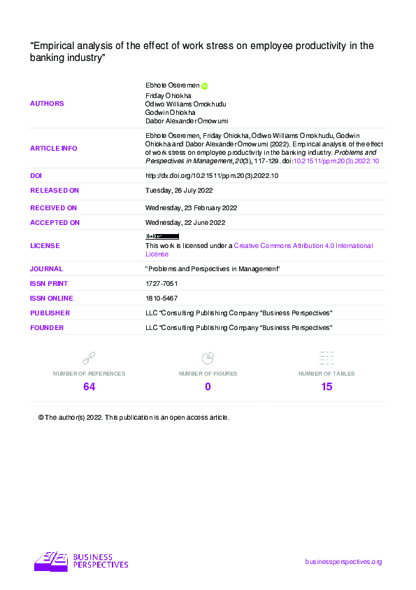 (PDF) Empirical analysis of the effect of work stress on employee ...