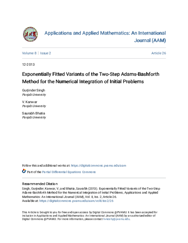 (PDF) Exponentially Fitted Variants of the Two-Step Adams-Bashforth ...