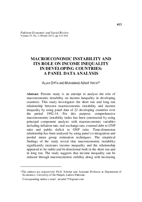 (PDF) Macroeconomic Instability and Its Role on Income Inequality in ...