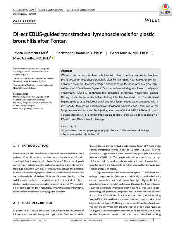 (PDF) Direct EBUS ‐guided transtracheal lymphosclerosis for plastic ...