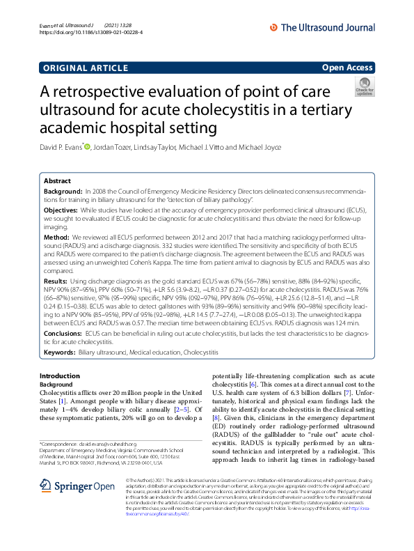 (PDF) A retrospective evaluation of point of care ultrasound for acute ...
