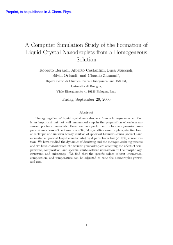 (PDF) A computer simulation study of the formation of liquid crystal ...