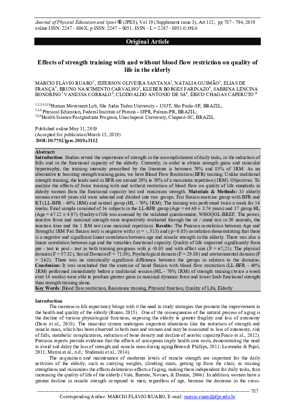 (PDF) Effects of Strength Training with and without Blood Flow ...
