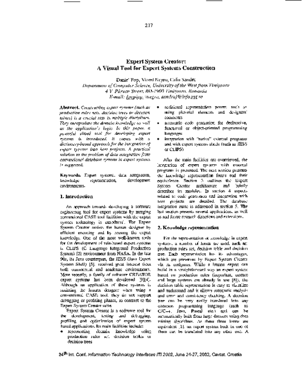 (PDF) Expert system creator: A visual tool for expert systems construction