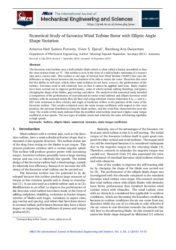 (PDF) Numerical Study of Savonius Wind Turbine Rotor with Elliptic ...