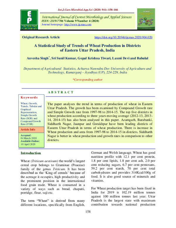 (PDF) A Statistical Study of Trends of Wheat Production in Districts of ...