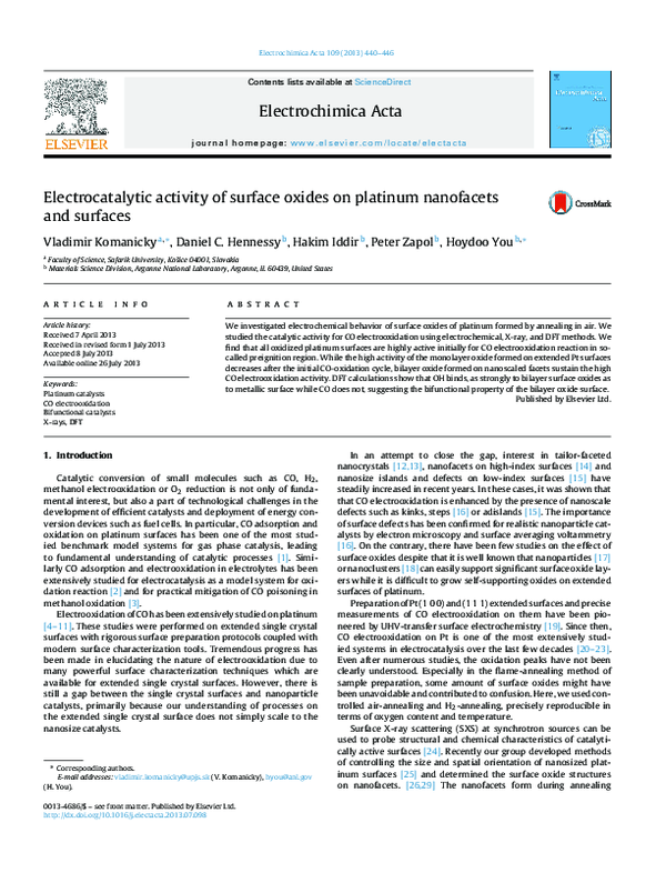 (PDF) Electrocatalytic activity of surface oxides on platinum ...
