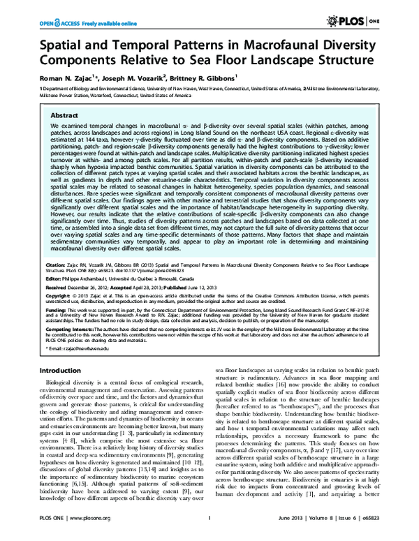 (PDF) Spatial and temporal patterns in macrofaunal diversity components ...