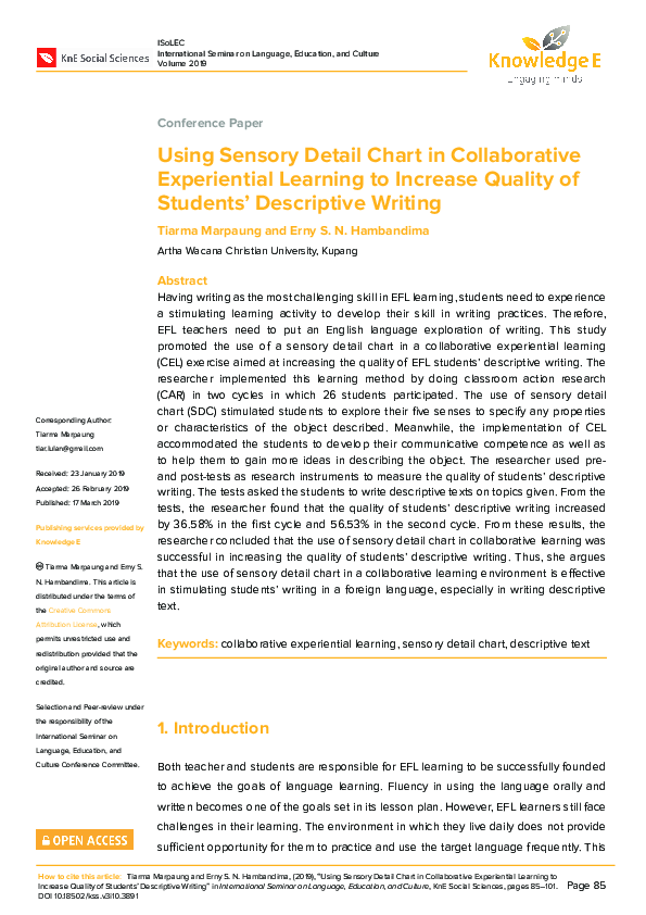 (PDF) Using Sensory Detail Chart in Collaborative Experiential Learning ...