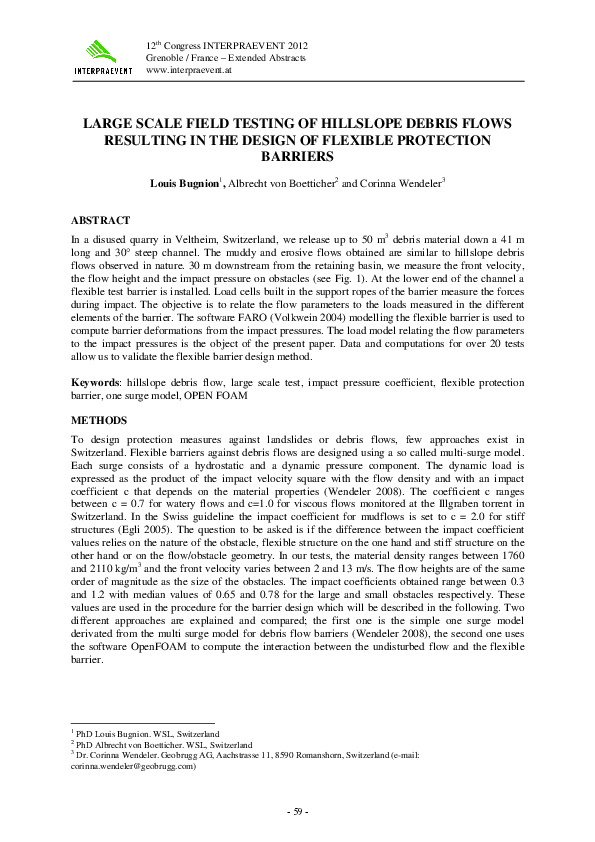 (PDF) Large Scale Field Testing of Hillslope Debris Flows R Esulting in ...