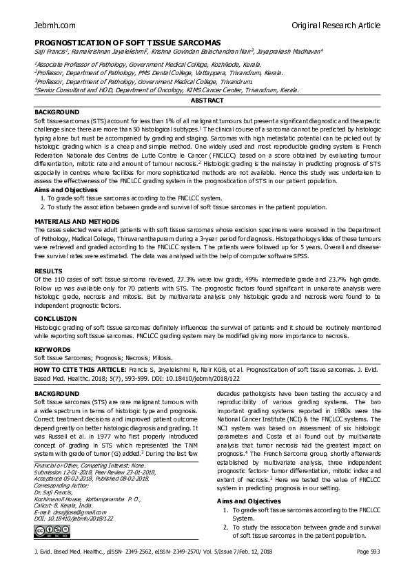 (PDF) Prognostication of Soft Tissue Sarcomas