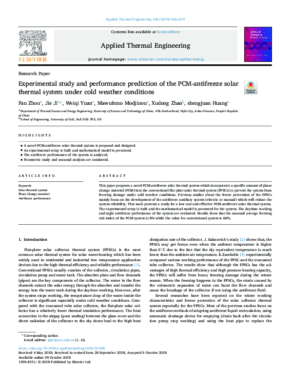 (PDF) Experimental study and performance prediction of the PCM ...
