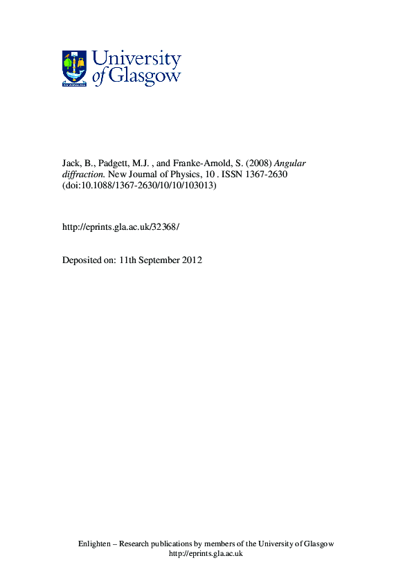 Pdf Angular Diffraction