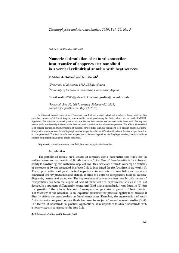 (PDF) Numerical Simulation of Natural Convection Heat Transfer on ...