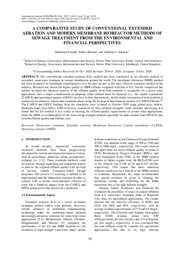 (PDF) A Comparative Study of Conventional Extended Aeration and Modern ...
