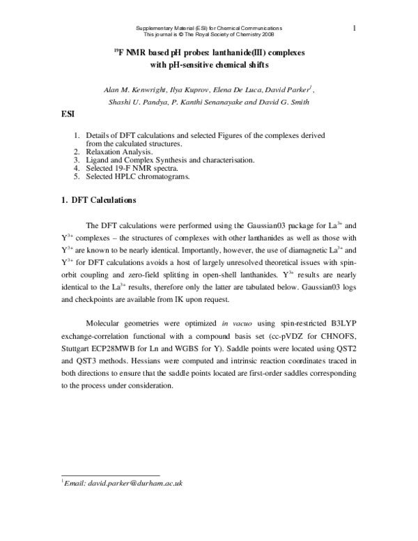 (PDF) 19F NMR based pH probes: lanthanide(iii) complexes with pH ...