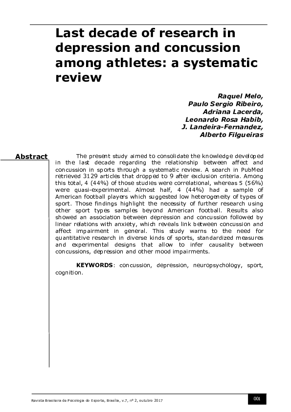 (PDF) Last decade of research in depression and concussion among ...