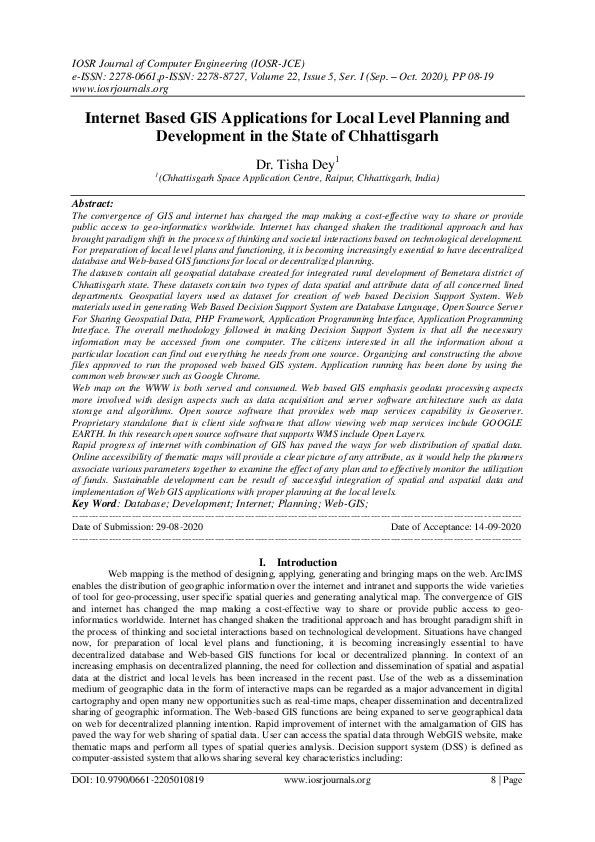 (PDF) Internet Based GIS Applications for Local Level Planning and ...