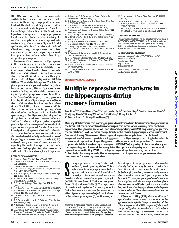 (PDF) Multiple repressive mechanisms in the hippocampus during memory ...