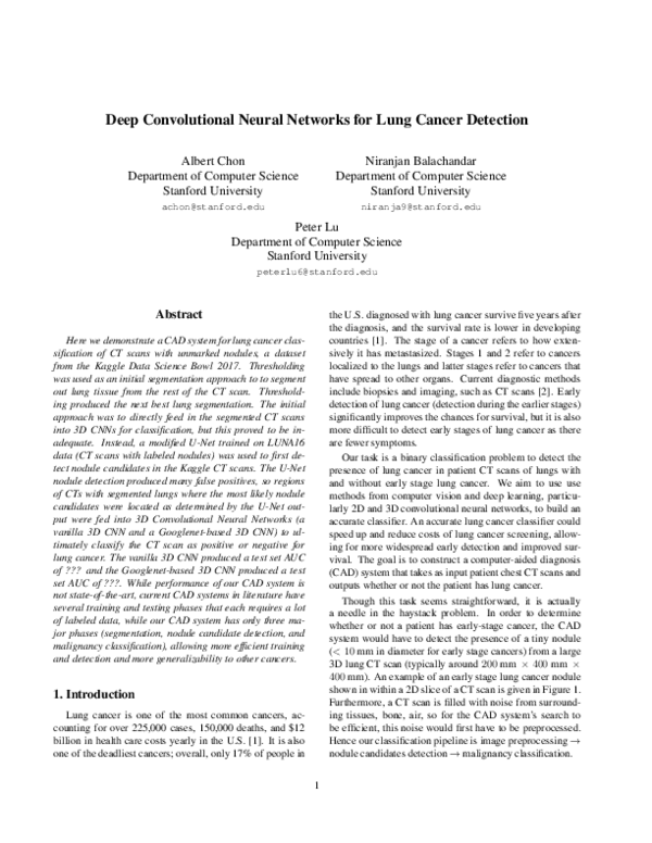 (PDF) Deep Convolutional Neural Networks for Lung Cancer Detection