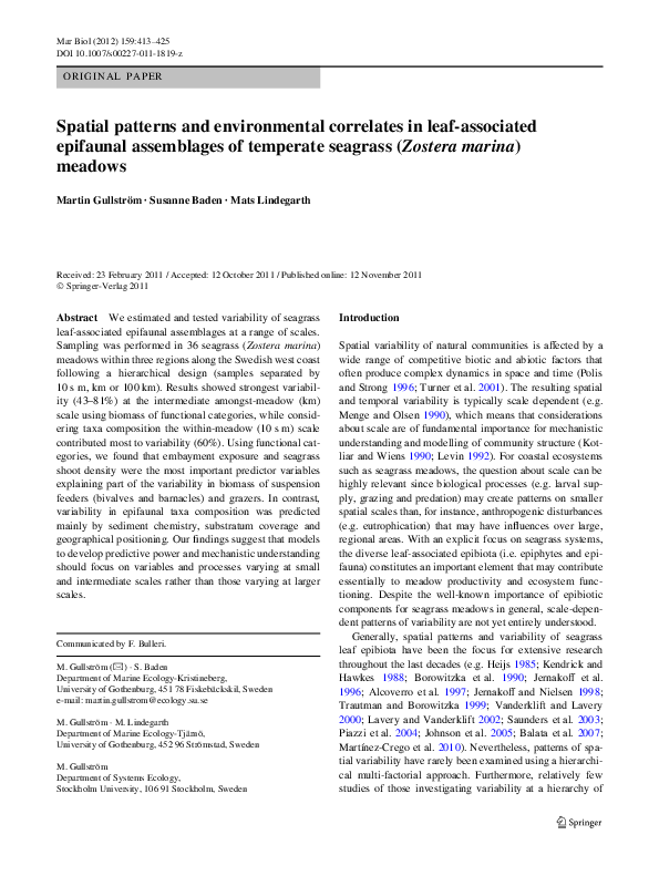 (PDF) Spatial patterns and environmental correlates in leaf-associated ...