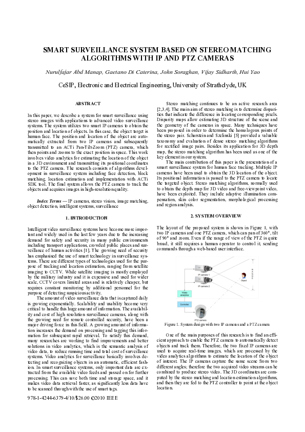 (PDF) Smart surveillance system based on stereo matching algorithms ...