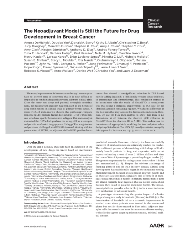 (PDF) The Neoadjuvant Model is Still the Future for Drug Development in ...