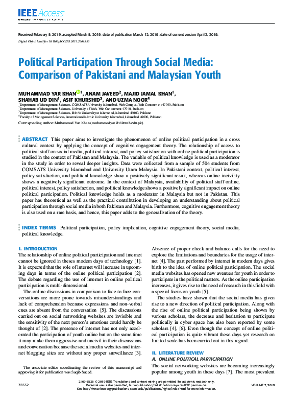 Pdf Political Participation Through Social Media Comparison Of