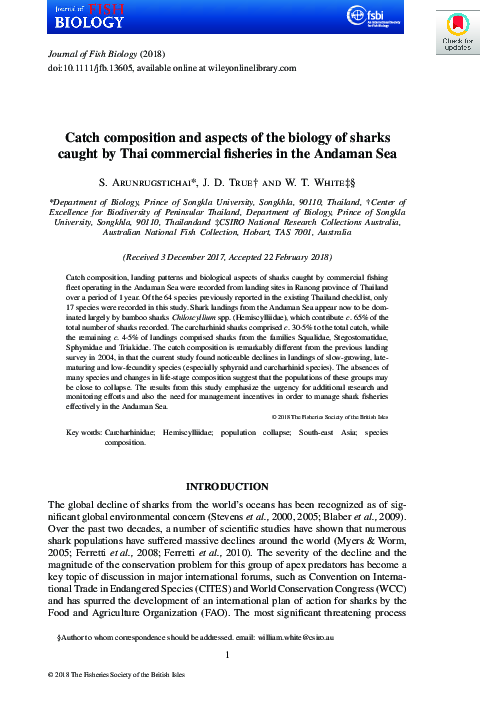 (PDF) Catch composition and aspects of the biology of sharks caught by ...