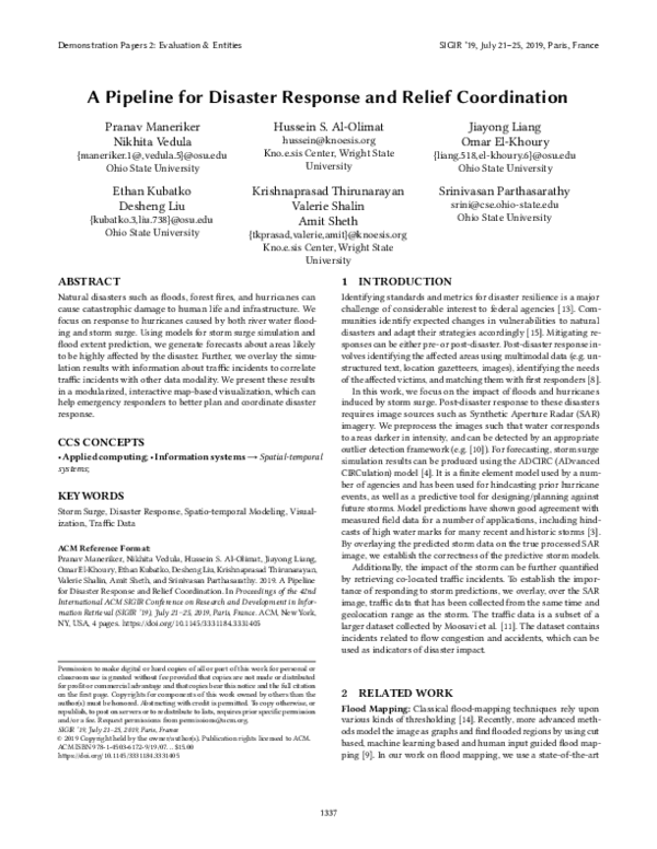 (PDF) A Pipeline for Disaster Response and Relief Coordination