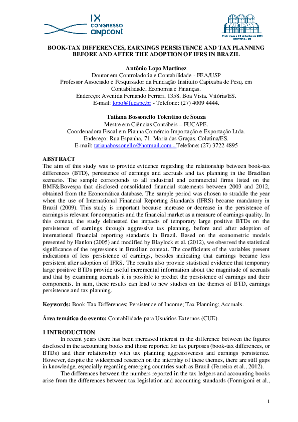  pdf book tax differences earnings persistence and tax planning