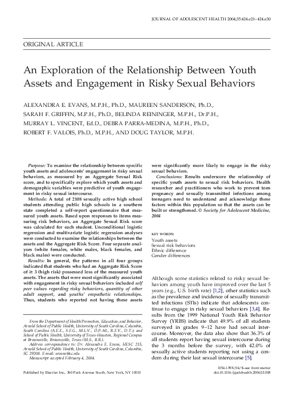(PDF) An exploration of the relationship between youth assets and ...