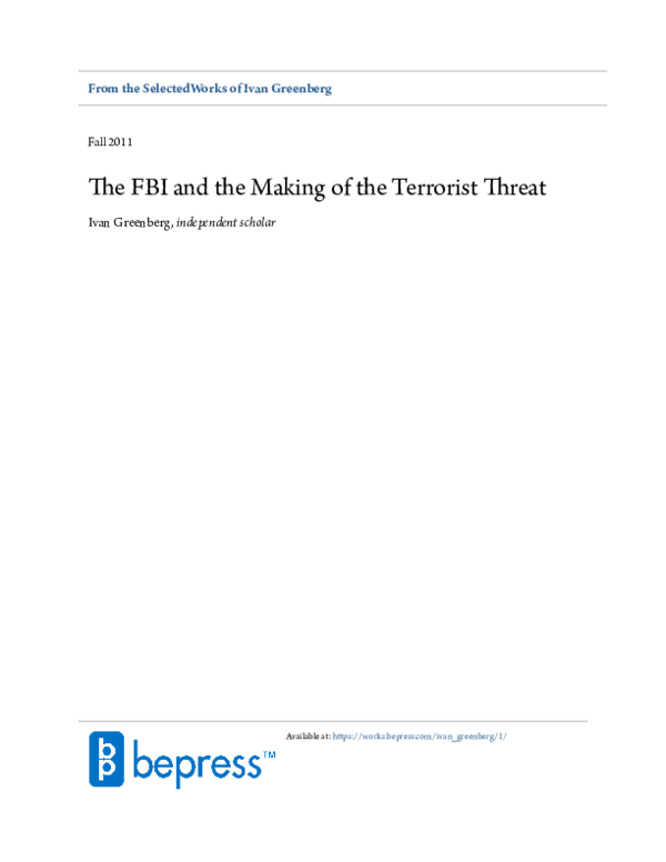 (PDF) The FBI and the Making of the Terrorist Threat