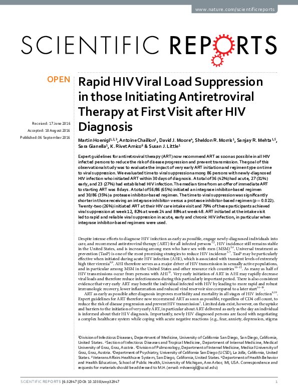 (PDF) Rapid HIV Viral Load Suppression in those Initiating ...