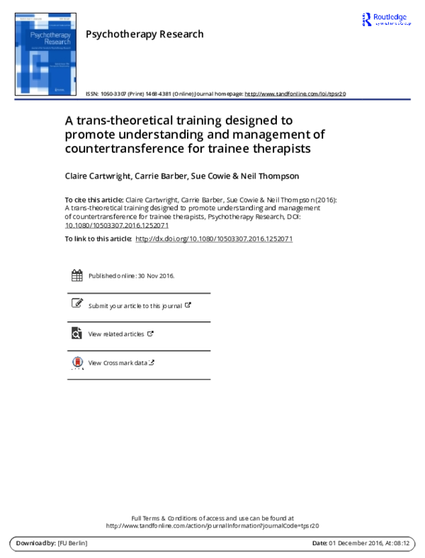 (PDF) A trans-theoretical training designed to promote understanding ...
