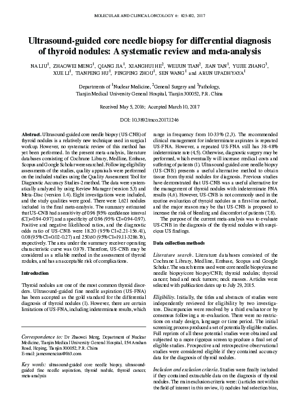 (PDF) Ultrasound-guided core needle biopsy for differential diagnosis ...