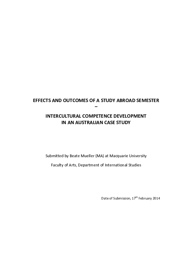 (PDF) Effects and outcomes of a study abroad semester: intercultural ...