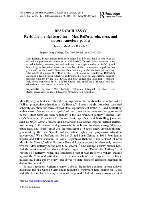 (PDF) Revisiting the rightward turn: Max Rafferty, education, and ...