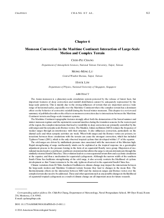 (PDF) Monsoon Convection in the Maritime Continent: Interaction of ...