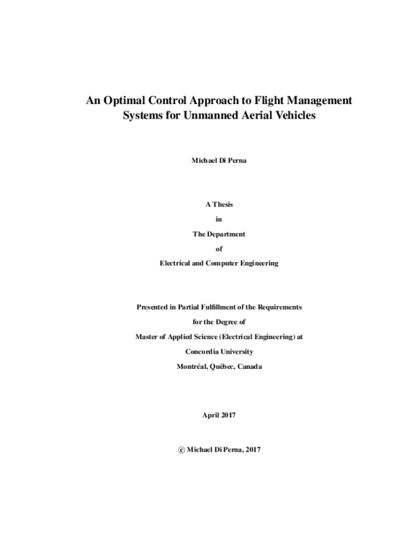 (PDF) An Optimal Control Approach to Flight ManagementSystems for ...