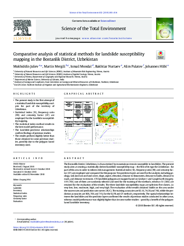 (PDF) Comparative analysis of statistical methods for landslide ...