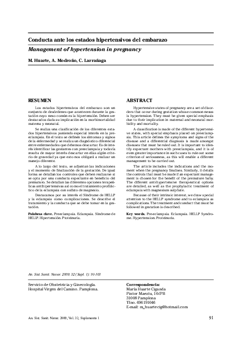 (PDF) Management of hypertension in pregnancy