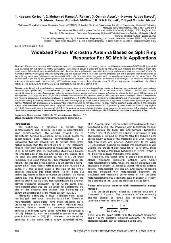 (PDF) Wideband Planar Microstrip Antenna Based on Split Ring Resonator ...